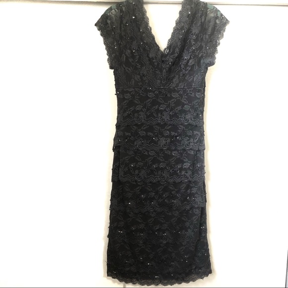 Marina-Grey Lace Embellished Dress - Picture 3 of 6